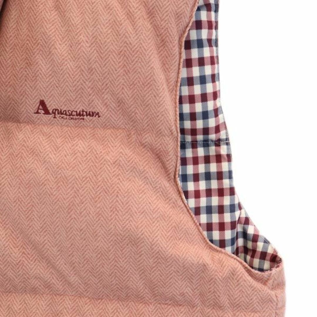 Aquascutum 肉厚ダウンベスト ピンク M〜Lサイズ 裏地チェック柄 Aquascutum 肉厚ダウンベスト ピンク M〜Lサイズ 裏地チェック柄
