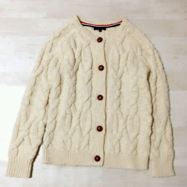 TOMMY HILFIGER(トミーヒルフィガー)のvintage 古着屋　ケーブル編みニット レディースのトップス(カーディガン)の商品写真