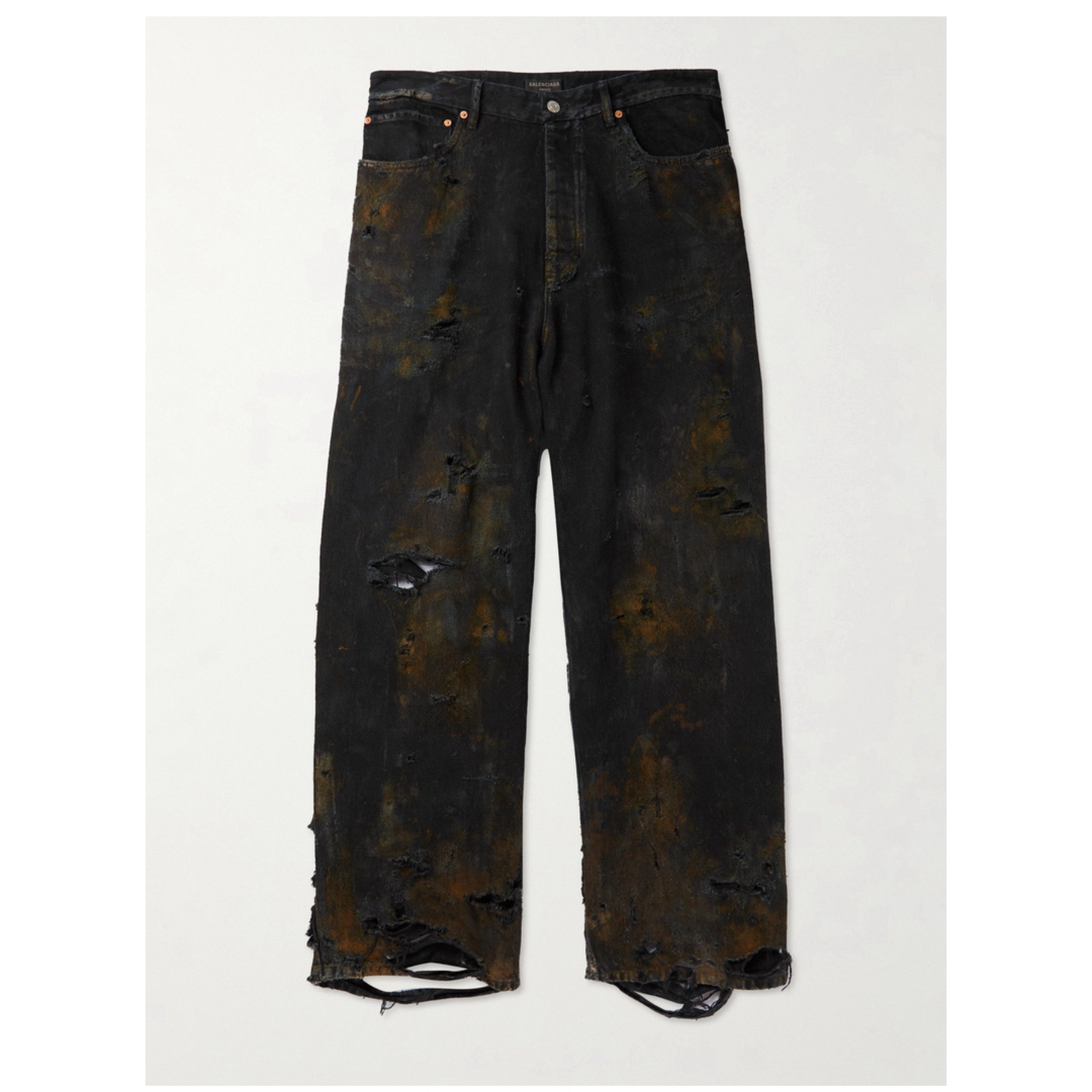 BALENCIAGA - balenciaga SUPER DESTROYED BAGGY ブラックの通販 BALENCIAGA - balenciaga SUPER DESTROYED BAGGY ブラックの通販
