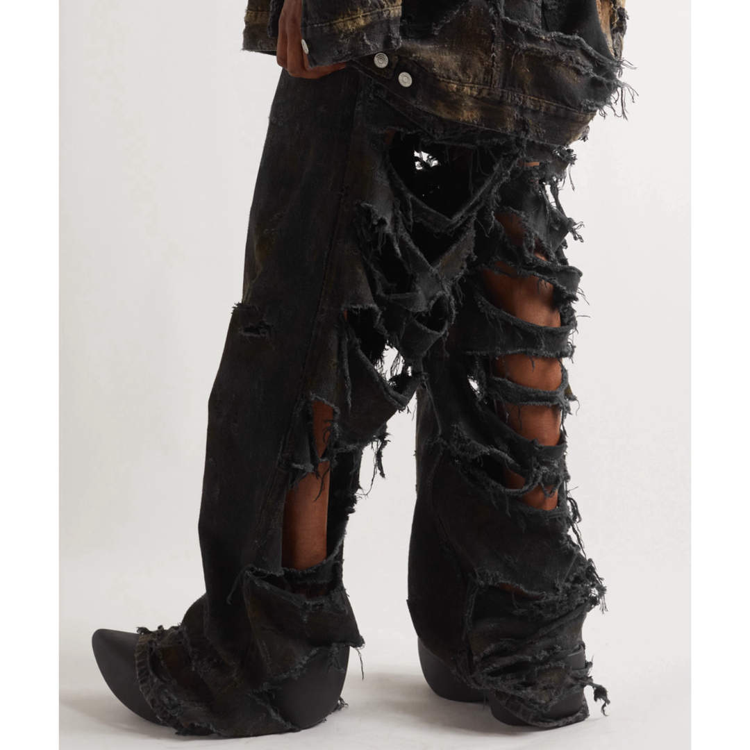 BALENCIAGA - balenciaga SUPER DESTROYED BAGGY ブラックの通販 BALENCIAGA - balenciaga SUPER DESTROYED BAGGY ブラックの通販