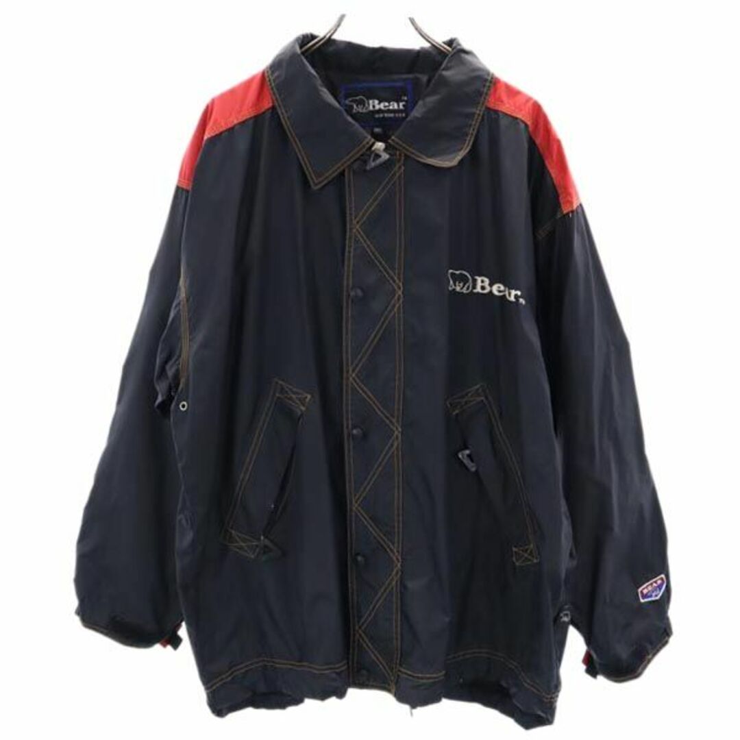Bear USA - ベアー 90s ロゴ刺繍 ジップジャケット F 黒×赤 Bear Bear USA - ベアー 90s ロゴ刺繍 ジップジャケット F 黒×赤 Bear