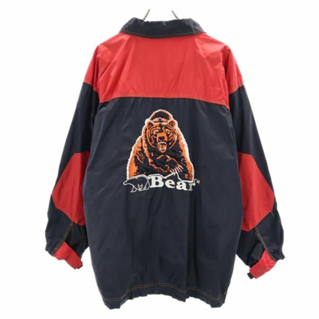 Bear USA - ベアー 90s ロゴ刺繍 ジップジャケット F 黒×赤 Bear Bear USA - ベアー 90s ロゴ刺繍 ジップジャケット F 黒×赤 Bear