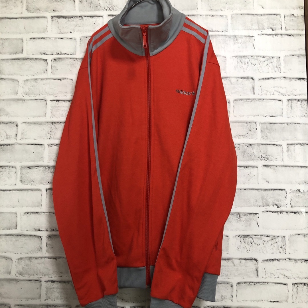 XL⭐️90s adidas トラックジャケット 刺繍 vintage 赤グレー XL⭐️90s adidas トラックジャケット 刺繍 vintage 赤グレー