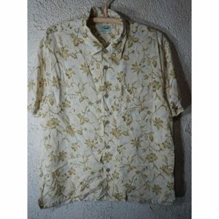 クロコダイル(Crocodile)の9093　クロコダイル　半袖　花柄　総柄　レーヨン　リネン　混紡　シャツ(シャツ)