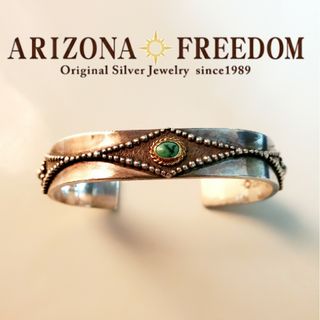 ARIZONA FREEDOM k18 金縄 ターコイズ 唐草 平打ち バングル ARIZONA FREEDOM k18 金縄 ターコイズ 唐草 平打ち バングル