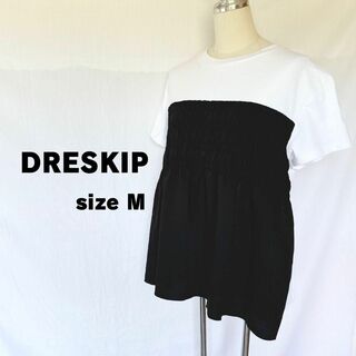 シマムラ(しまむら)のDRESKIP ドレスキップ　シアーフレアTシャツ チュニック　ブラック M(Tシャツ(半袖/袖なし))