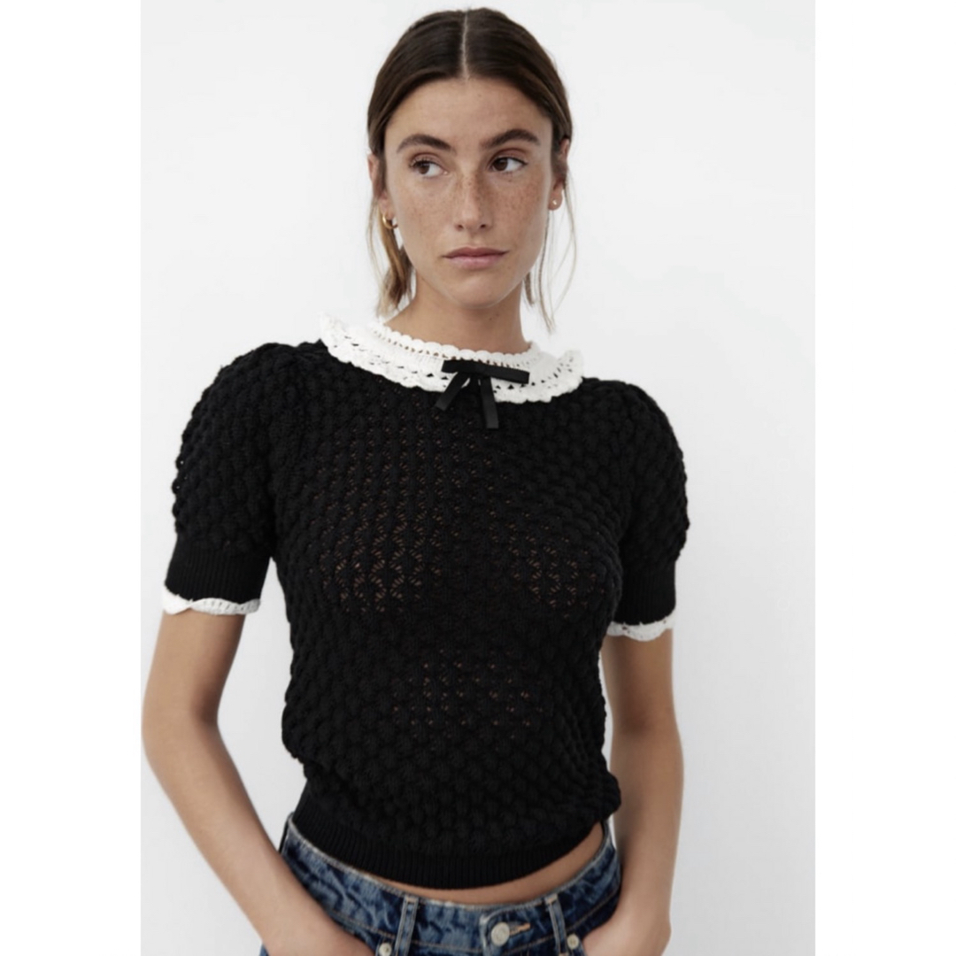 ZARA - 【ZARA】ザラ ピーターパン襟ニットセーターの通販 by ZARA - 【ZARA】ザラ ピーターパン襟ニットセーターの通販 by