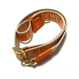 LOEWE - LOEWE(ロエベ) ショルダーストラップ - オレンジ×アイボリー×ゴールド アナグラム ストラップ ジャガード×レザー×金属素材