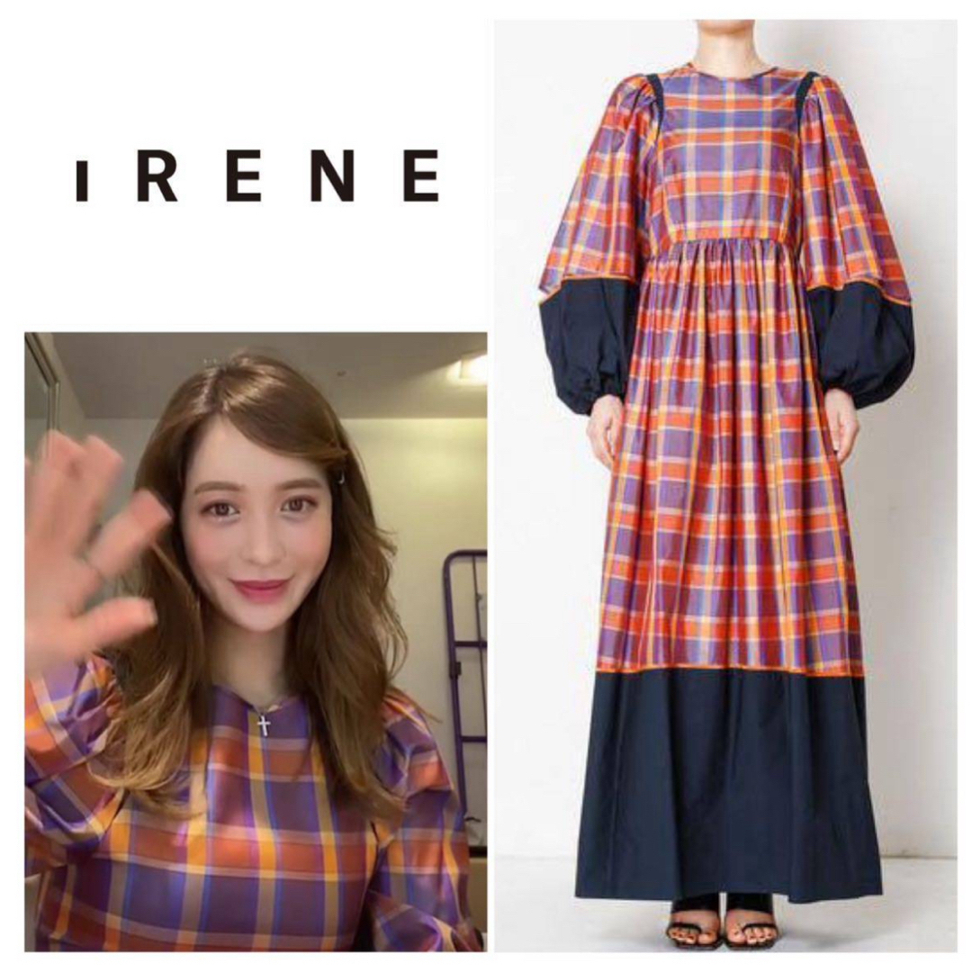 LE CIEL BLEU - IRENE ワンピース チェックマキシワンピース 36 LE CIEL BLEU - IRENE ワンピース チェックマキシワンピース 36