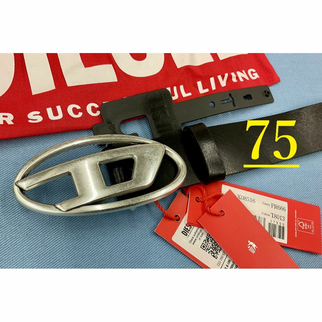 【35%OFF】 ディーゼル ベルト 11A24 サイズ75 ブラック 新品タグ付き ユニセックス ベルト 小物