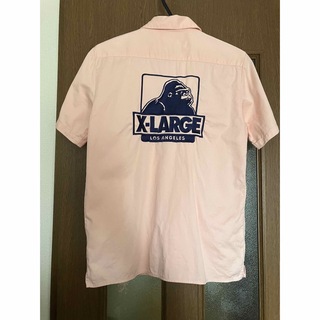 XLARGE 半袖ワークシャツ ワッペン ロゴ ピンク