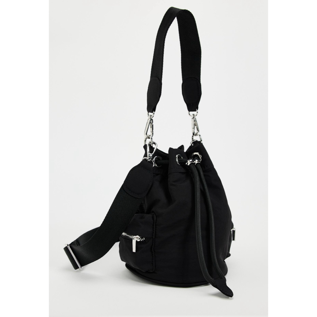ZARA - ZARA テクニカルファブリック ミニバケットバッグの通販 ZARA - ZARA テクニカルファブリック ミニバケットバッグの通販