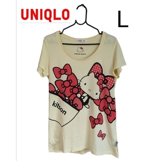 ユニクロ(UNIQLO)の【美品】ユニクロ♥キティ♥Tシャツ　kitson✖UT コラボ　Lサイズ　半袖(Tシャツ(半袖/袖なし))