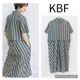 KBF - KBF♡WIDEストライプシャツワンピース