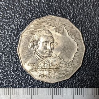 オーストラリア　50セント記念硬貨　ジェームズ・クック　1970年