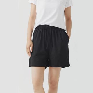 ショートパンツ レディース 夏 綿 無地 薄手 ルームウェア 2XL (ハーフパンツ)