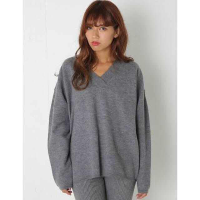 SLY(スライ)のSLY   WOOL Vネック LOOSE HG TOPS  グレー レディースのトップス(ニット/セーター)の商品写真