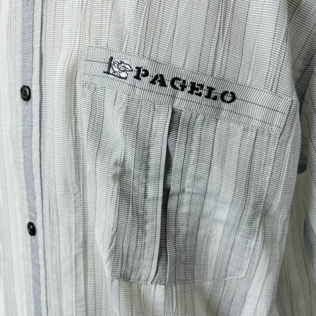 PAGELO - 未使用級 日本製 パジェロ 快適 麻混 半袖 ボタン PAGELO - 未使用級 日本製 パジェロ 快適 麻混 半袖 ボタン