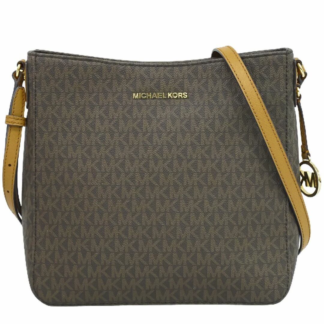 MICHAEL KORS - 本物 マイケルコース MICHAEL KORS MK シグネチャー ショルダーバッグ ポシェット PVC ブラウン バッグ 中古