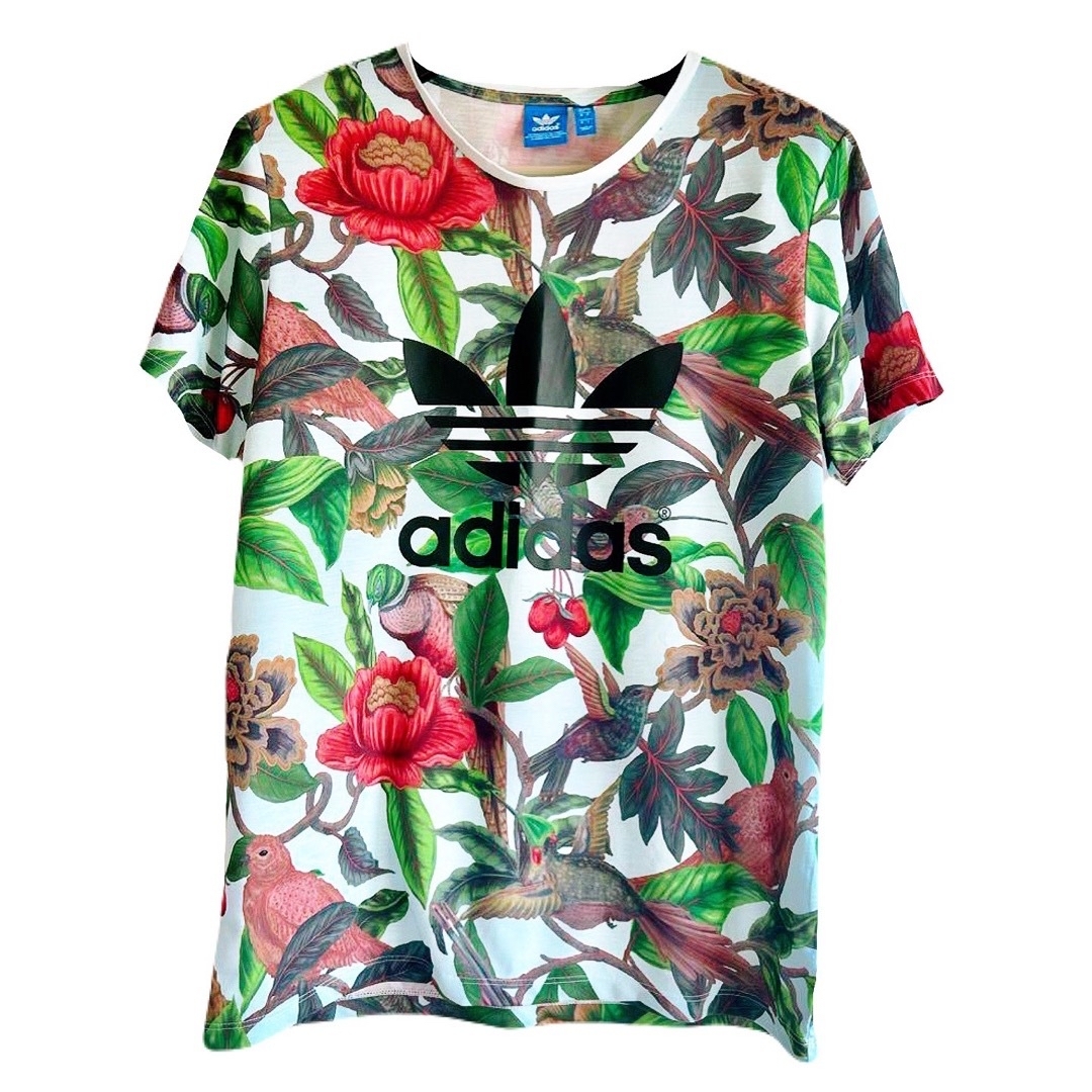 adidas - アディダス ファーム 大きいサイズ Tシャツ 鳥 花柄 adidas - アディダス ファーム 大きいサイズ Tシャツ 鳥 花柄