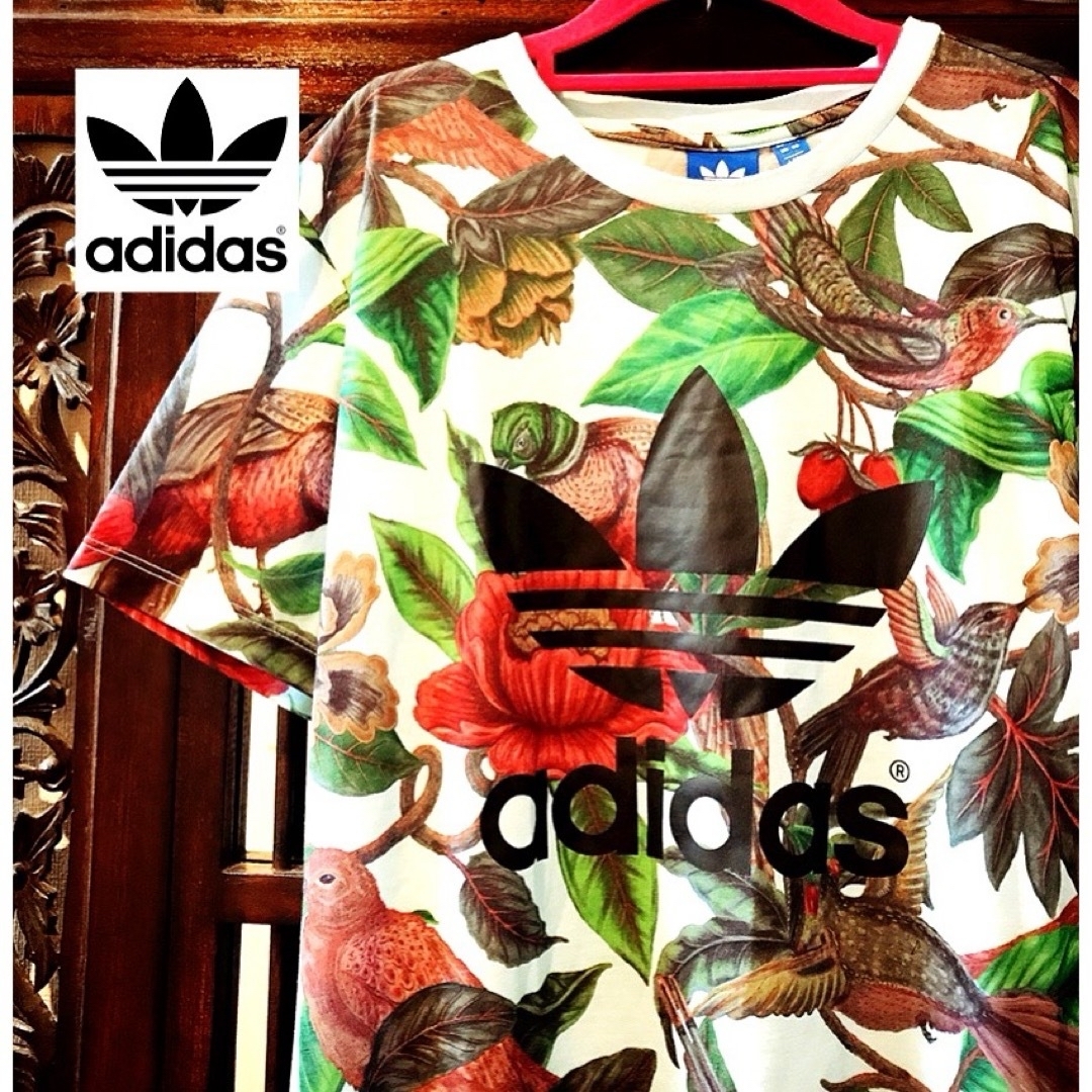 adidas - アディダス ファーム 大きいサイズ Tシャツ 鳥 花柄 adidas - アディダス ファーム 大きいサイズ Tシャツ 鳥 花柄