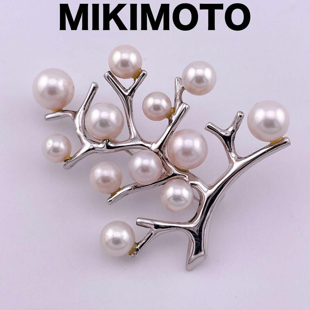極美品】MIKIMOTO ミキモト ブローチ 幸福の木 パール シルバー 極美品】MIKIMOTO ミキモト ブローチ 幸福の木 パール シルバー