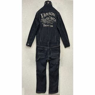 VANSON ウォバッシュ ロゴ刺繍 襟裏星 つなぎ 延び オールインワン S VANSON ウォバッシュ ロゴ刺繍 襟裏星 つなぎ 延び オールインワン S