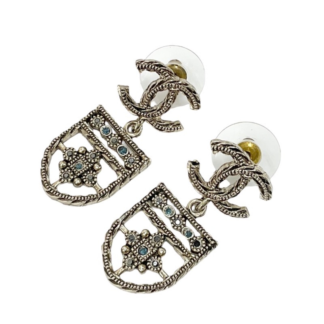 CHANEL - シャネル CHANEL ピアス イヤリング ゴールド ココマーク エンブレム 盾 ラインストーン