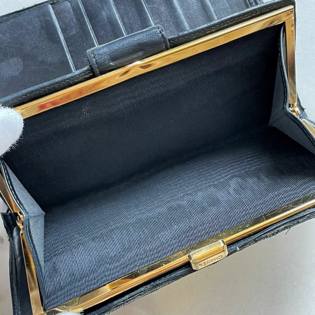 CHANEL シャネル ピコローレ 長財布 がま口 レザー ブラック 黒 本革 CHANEL シャネル ピコローレ 長財布 がま口 レザー ブラック 黒 本革