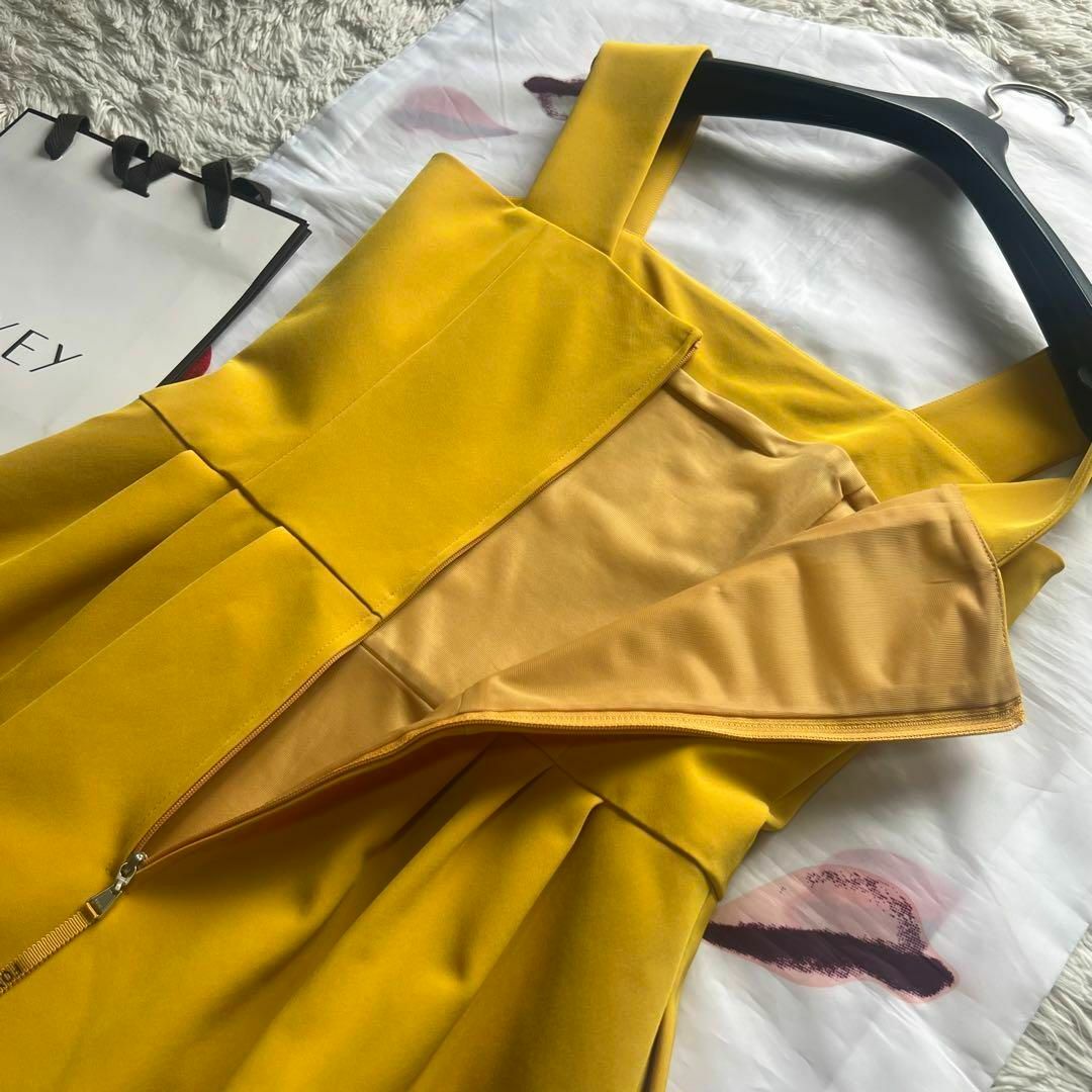 美品】FOXEY NEW YORK 膝丈ワンピース イエロー 38 美品】FOXEY NEW YORK 膝丈ワンピース イエロー 38