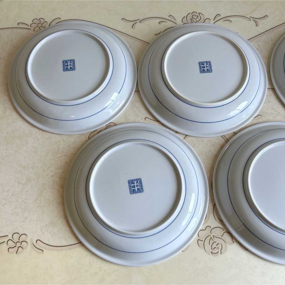 丸利製陶謹製 中華皿 5枚セット 大皿 盛皿 黄彩花唐草 中皿 丸利製陶謹製 中華皿 5枚セット 大皿 盛皿 黄彩花唐草 中皿