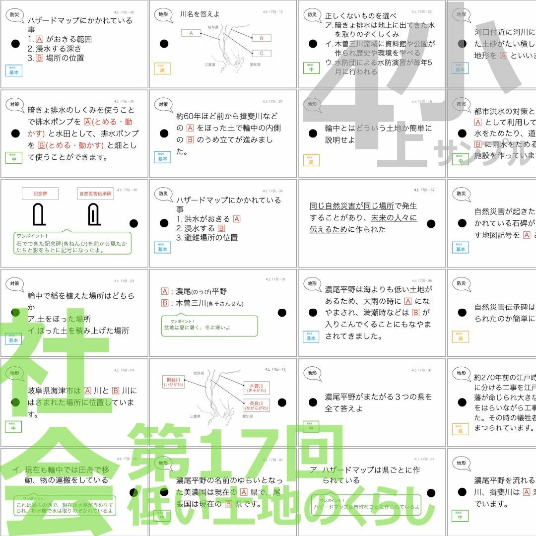 中学受験 暗記カード【4年上 社会・理科 16-19回】組分けテスト対策 予シリ 中学受験 暗記カード【4年上 社会・理科 16-19回】組分け対策