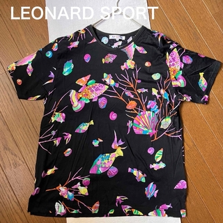 LEONARD - used  LEONARD SPORT 熱帯魚のプリントカットソー  Lサイズ