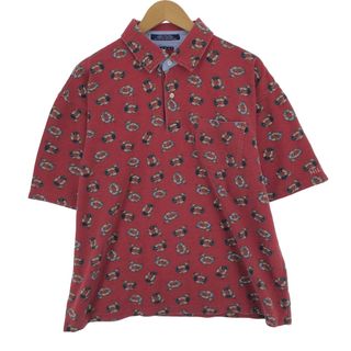 トミーヒルフィガー(TOMMY HILFIGER)の古着 90年代 トミーヒルフィガー TOMMY HILFIGER 総柄 半袖 ポロシャツ メンズXL ヴィンテージ /eaa440074(ポロシャツ)