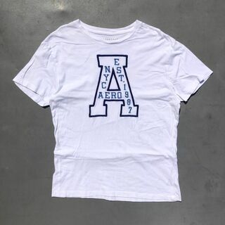 エアロポステール(AEROPOSTALE)のAEROPOSTALE エアロポステール 刺繍 Tシャツ M ホワイト 白色(Tシャツ/カットソー(半袖/袖なし))