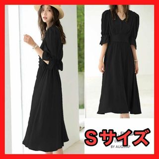 シフォンワンピース レディース 半袖 ロングワンピース ハイウエスト Aライン(ロングワンピース/マキシワンピース)