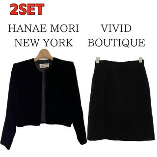 HANAE MORI - 【2set / 美品】ハナエモリ セットアップ  スエード ブラック スーツ M