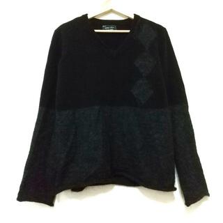 NUMBER (N)INE(ナンバーナイン) 長袖セーター サイズ3 L メンズ - 黒×ダークグレー Vネック