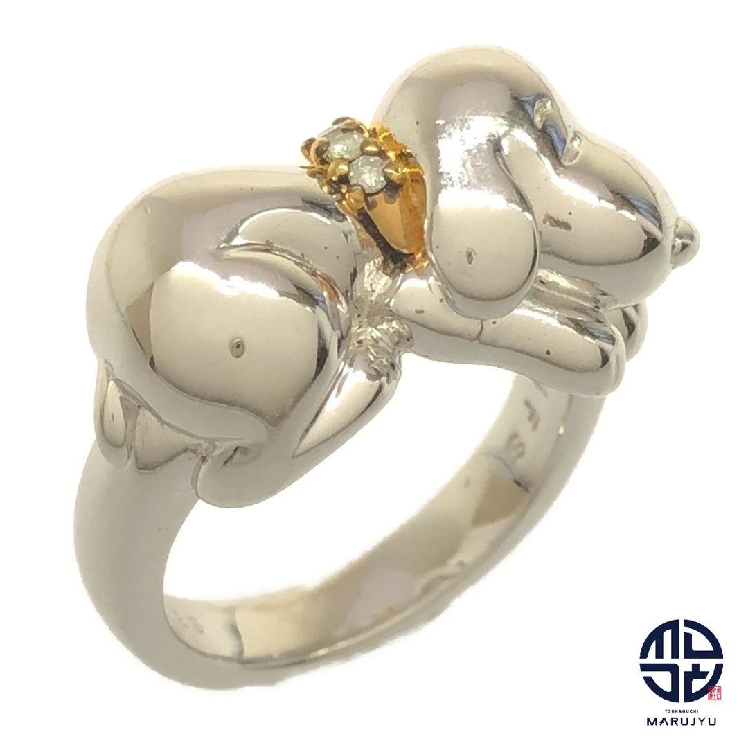 UFS SV925 シルバー K18 18金 ダイヤ0.25ct スヌーピー リング UFS SV925 シルバー K18 18金 ダイヤ0.25ct スヌーピー リング