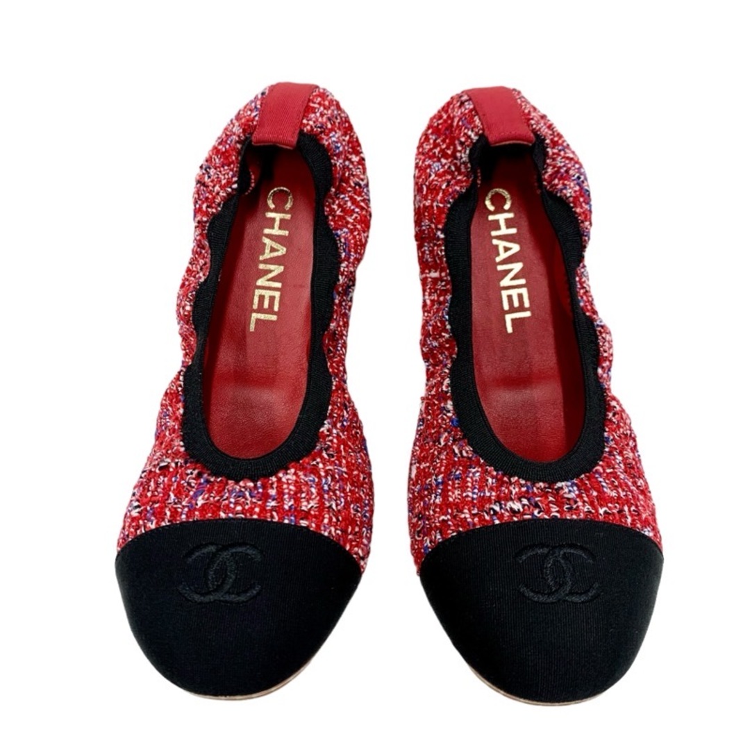 シャネル CHANEL フラットシューズ 靴 シューズ ツイード レッド シャネル CHANEL フラットシューズ 靴 シューズ ツイード レッド