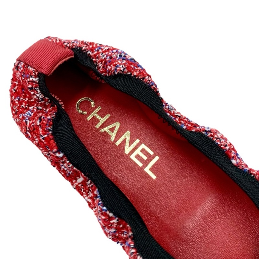 シャネル CHANEL フラットシューズ 靴 シューズ ツイード レッド シャネル CHANEL フラットシューズ 靴 シューズ ツイード レッド