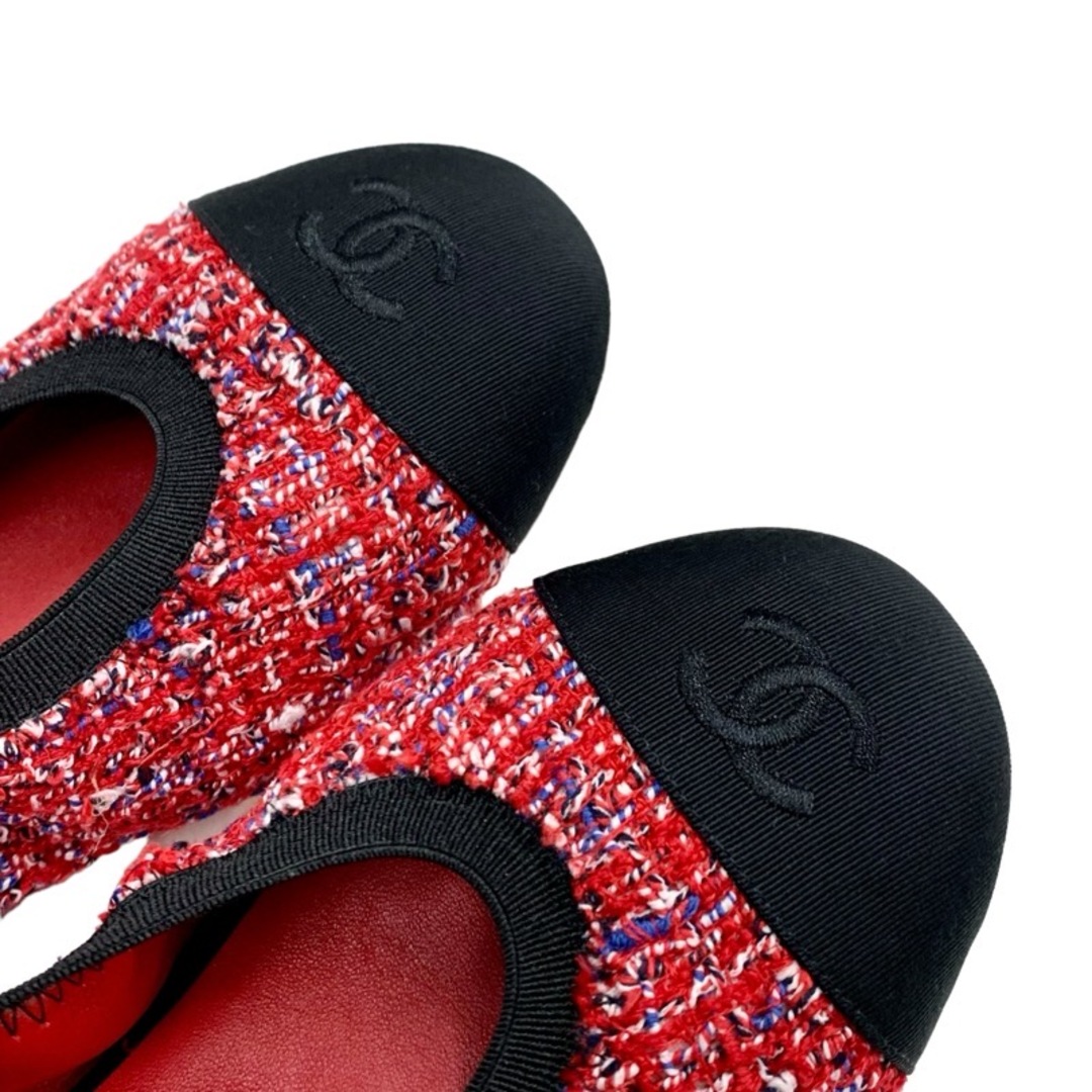 シャネル CHANEL フラットシューズ 靴 シューズ ツイード レッド シャネル CHANEL フラットシューズ 靴 シューズ ツイード レッド