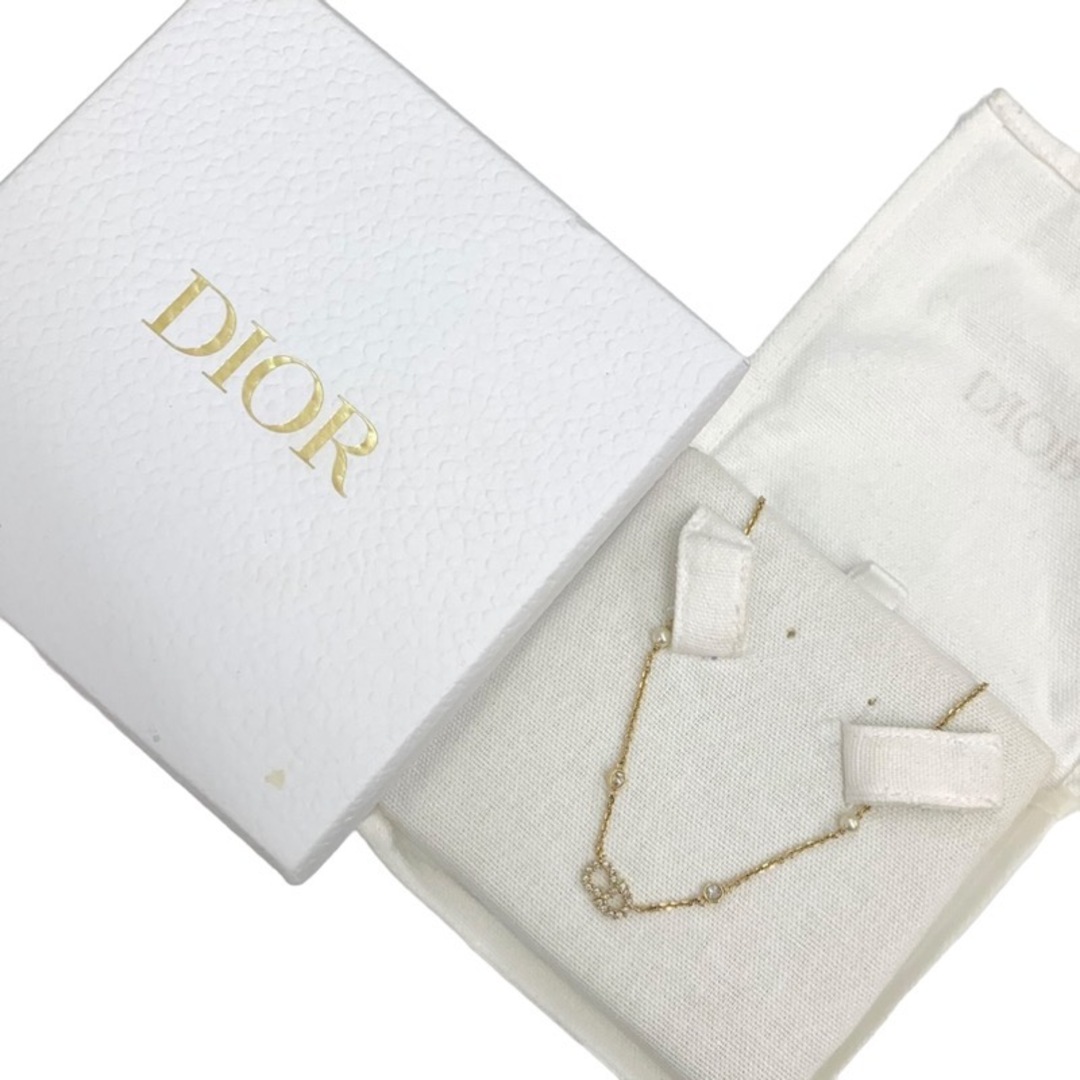 Christian Dior(クリスチャンディオール)のクリスチャンディオール CHRISTIAN DIOR ClairDLune ネックレス ペンダント チョーカー ゴールド CDロゴ パール ラインストーン レディースのアクセサリー(ネックレス)の商品写真