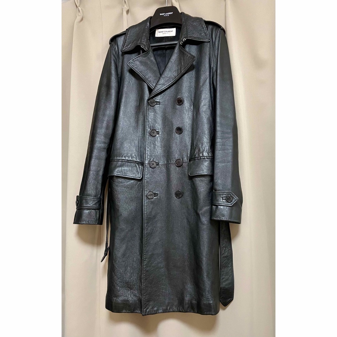 SAINT LAURENT - サンローランパリ レザートレンチコート 44 エディ期