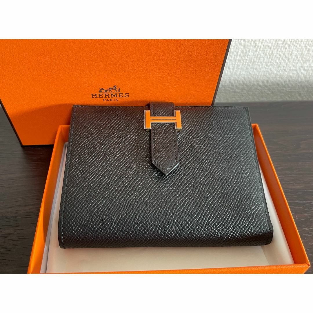 HERMES - エルメス  HERMES ベアン コンパクト 二つ折り財布 ノワール 黒 エプソ