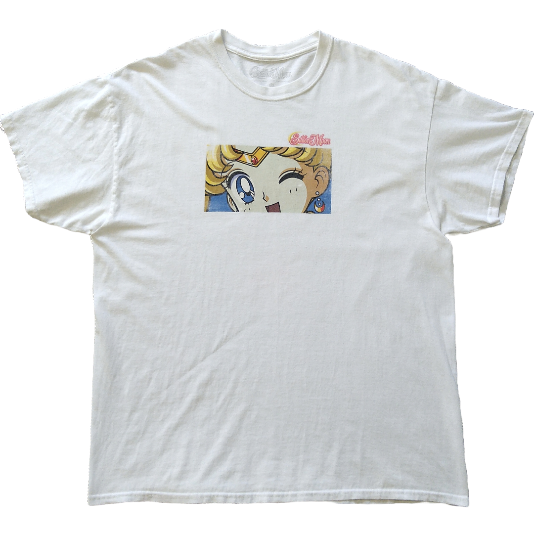 古着　セーラームーン　Tシャツ　XLサイズ　白　ウィンク　アニメT　海外公式 *