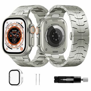 【色:チタン色】[AUXIRACER] ステンレス製 ウォッチ バンド コンパチ(その他)