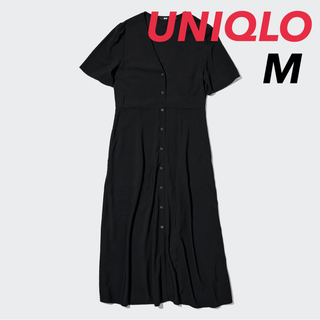 UNIQLO - UNIQLO Ｖネックフレアワンピース 黒