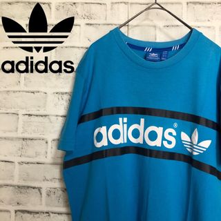 XL⭐️00s adidasトレファイルロゴ Tシャツ vintage水色×白黒