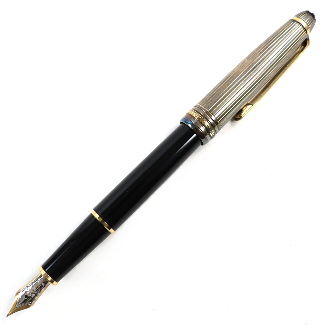 MONTBLANC - 美品○MONTBLANC モンブラン クラシック ソリテール ドゥエ マイスターシュテュック AG925 ペン先18K ロゴ刻印 ホワイトスター グラデーション 万年筆 ブラック ゴールド 箱・ケース付き ドイツ製 総重量25.8g